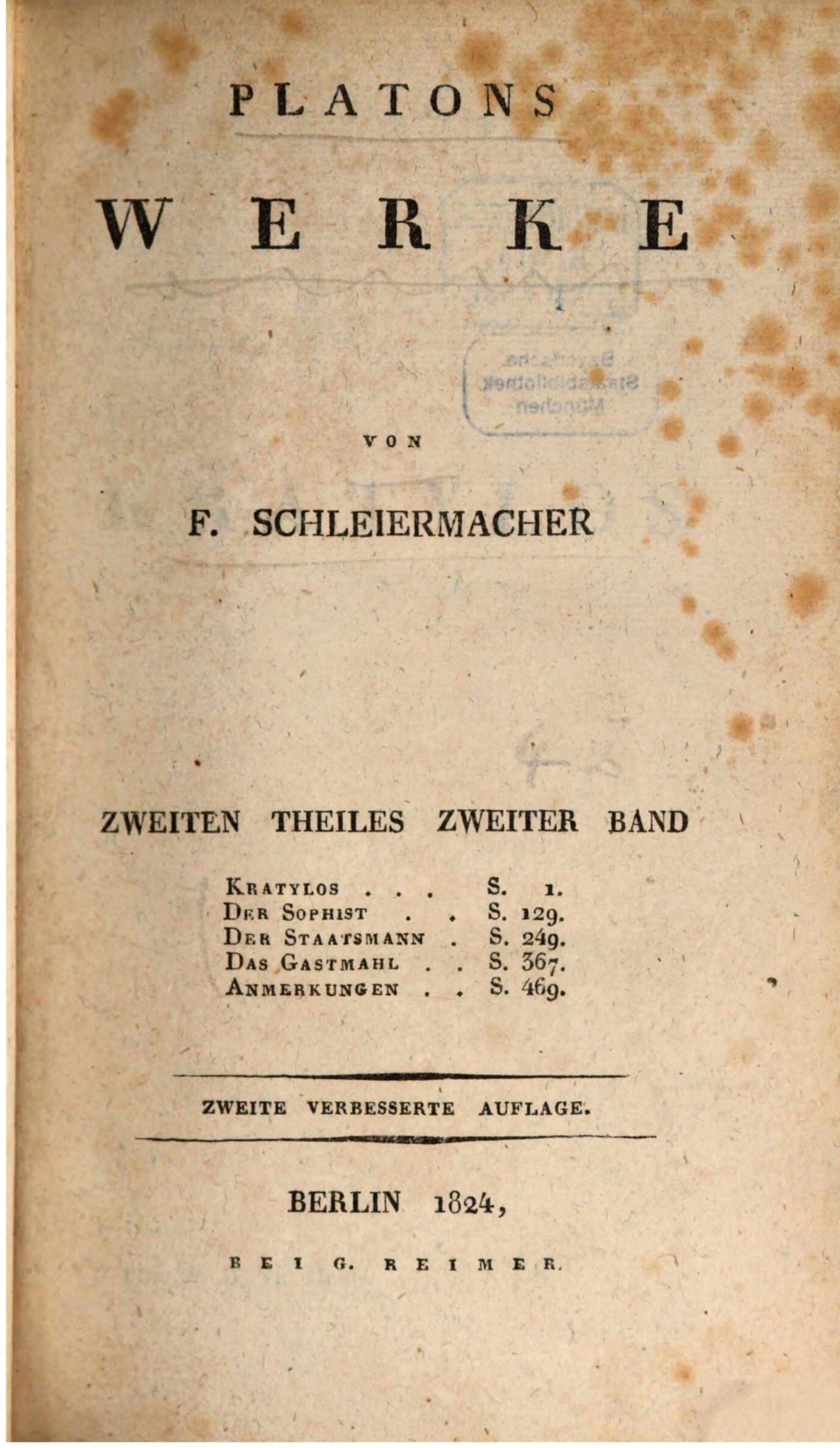 Platons Werke – F. Schleiermacher V.II -II