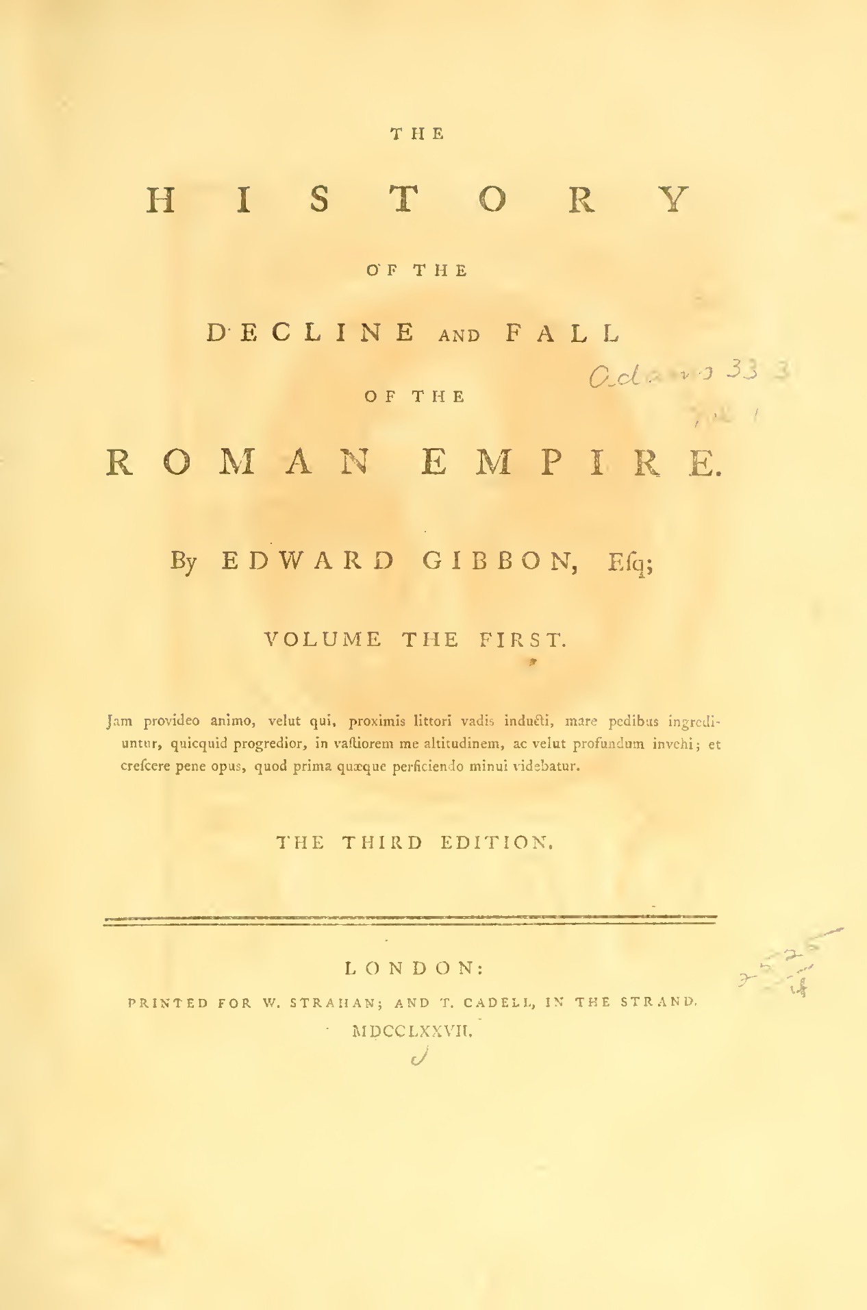 The History of the Decline and Fall of the Roman Empire Vol.I – Edward Gibbon