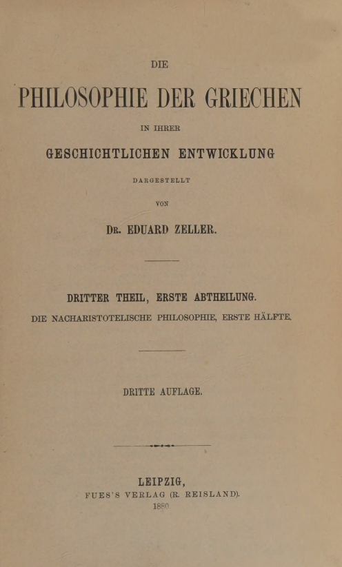 Die Philosophie der Griechen Vol.III pt.1 – Eduard Zeller