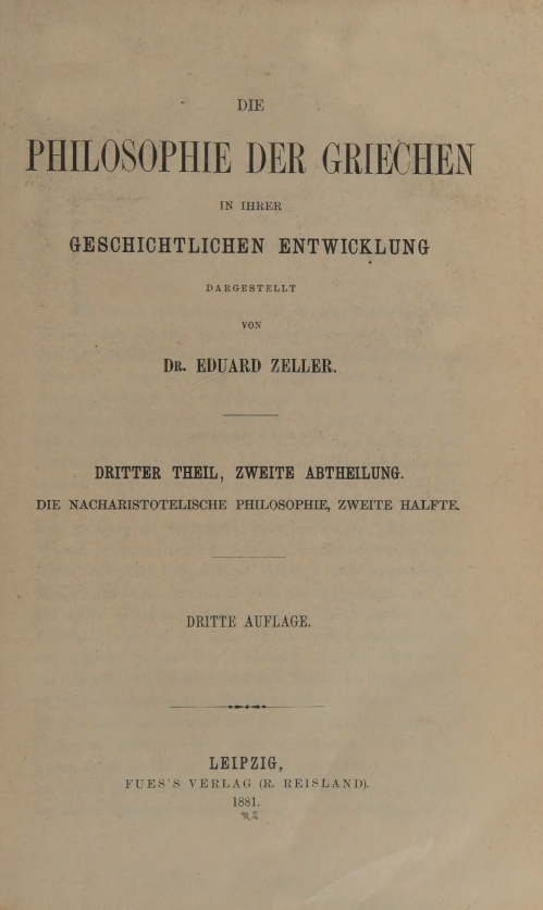 Die Philosophie der Griechen Vol.III pt.2 – Eduard Zeller