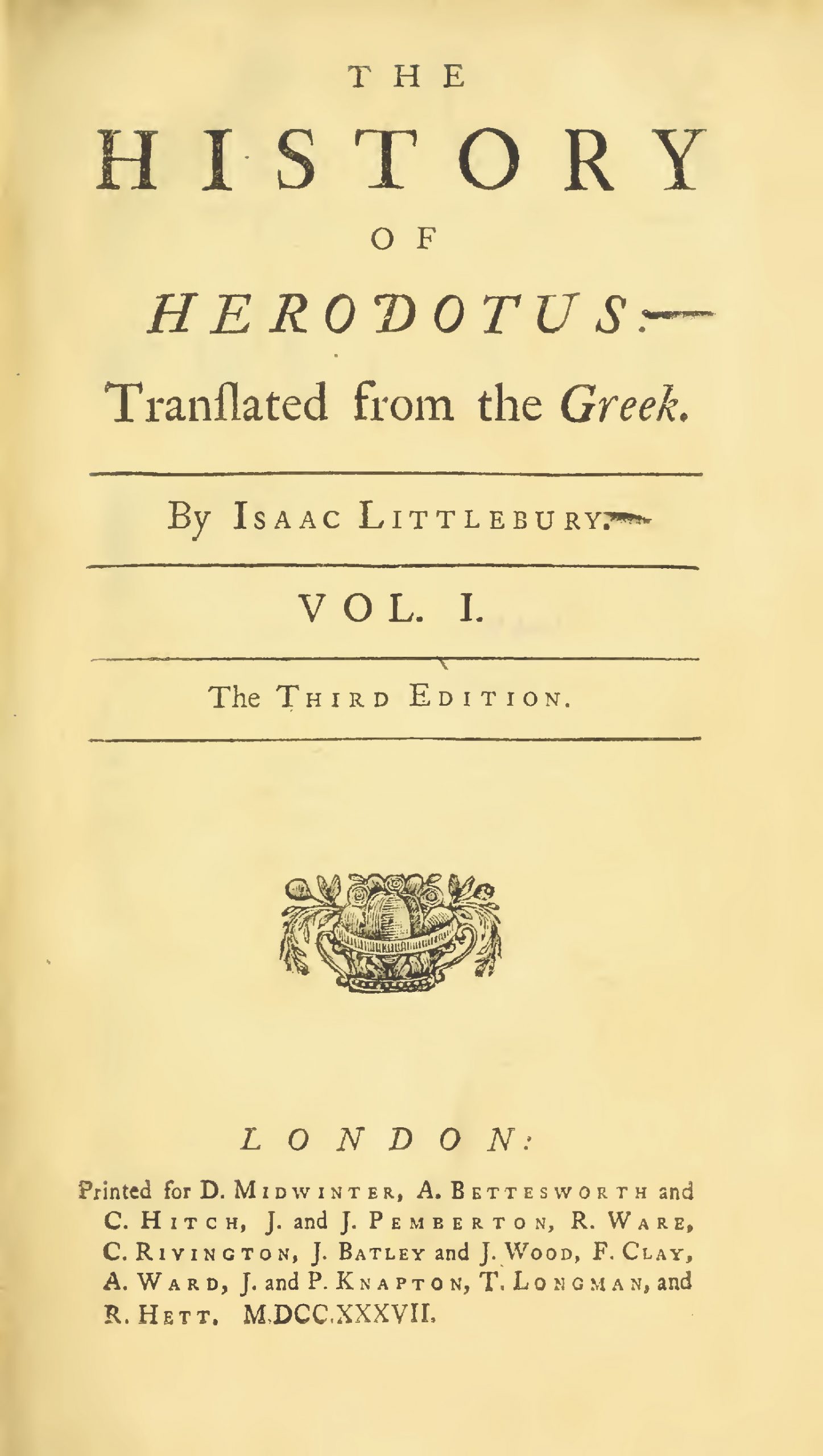 History – Herodotus Vol.I