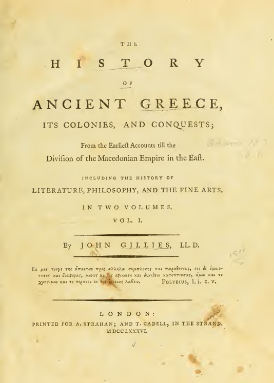 The History of Ancient Greece Vol.I – John Gillies