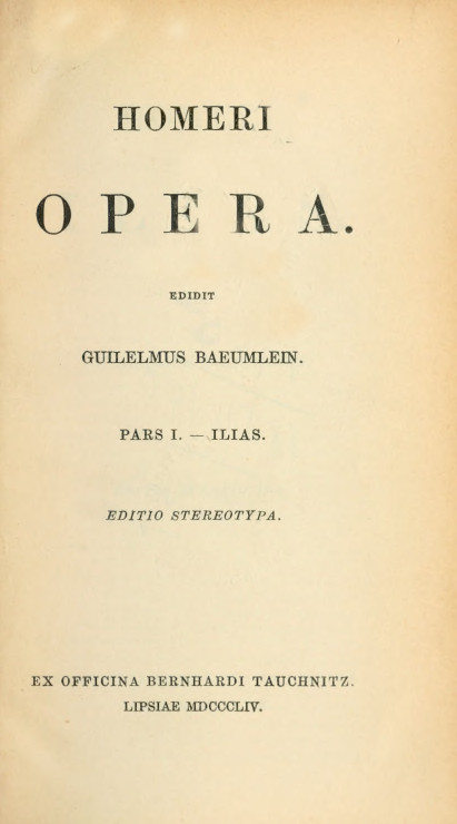 Homeri Opera Vol. I – Iliad