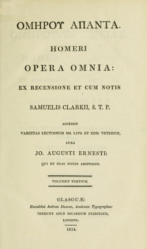 Homeri Opera Omnia Vol.III – Clarke