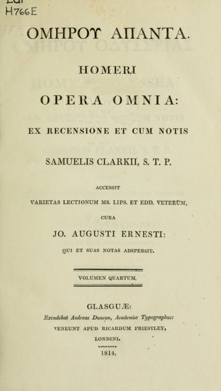 Homeri Opera Omnia Vol.IV – Clarke