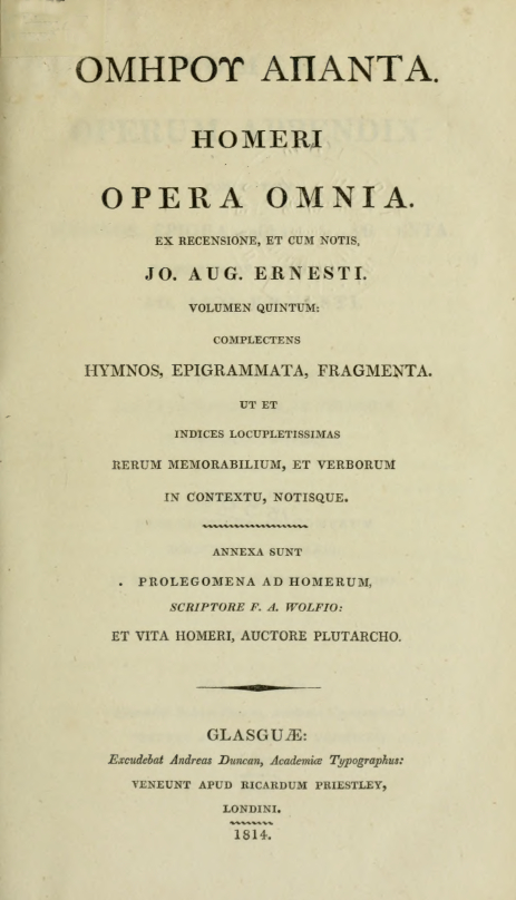 Homeri Opera Omnia Vol.V – Clarke