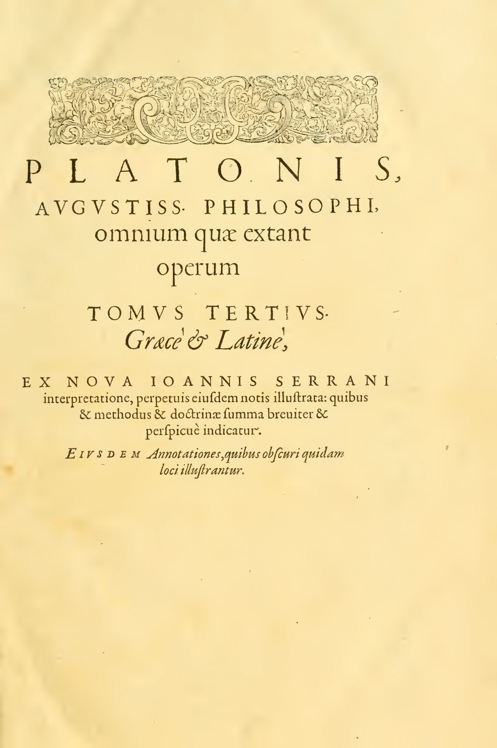 Platonis Opera (Stephanus) Vol.III – Plato