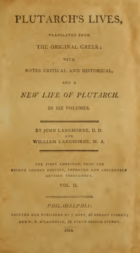 Plutarch’s Lives Vol.II – Langhorne