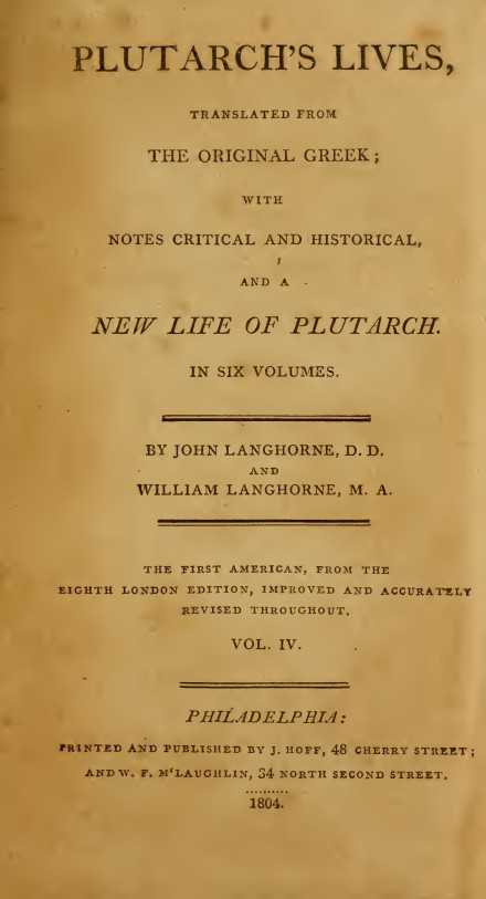 Plutarch’s Lives Vol.IV – Langhorne