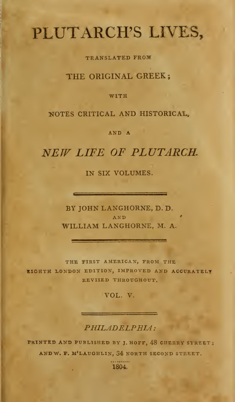 Plutarch’s Lives Vol.V – Langhorne