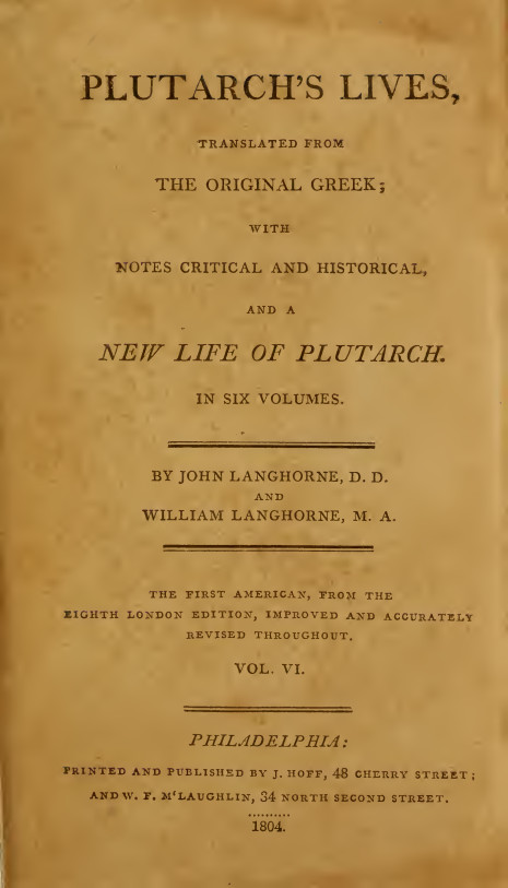 Plutarch’s Lives Vol.VI – Langhorne