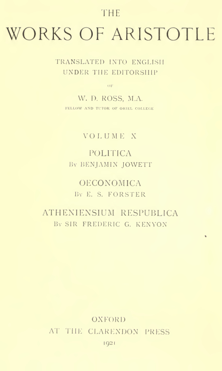 The Works of Aristotle Vol.X – Aristotle