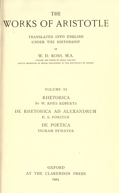 The Works of Aristotle Vol.XI – Aristotle