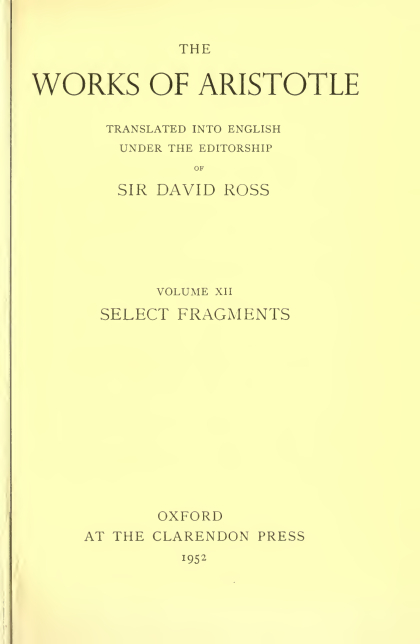 The Works of Aristotle Vol.XII – Aristotle